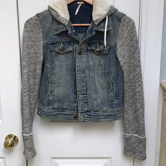 jean jacket and sweatshirt